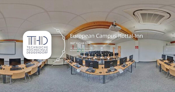 Vorschaubild der virtuellen 360 Grad Tour: Vorlesungsraum ausgestattet mit Computern
